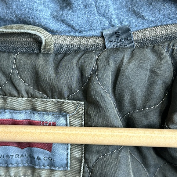 Levis Jacket Mens M Olive Green Quilted Lined Trucker Chore Military - Picture 8 of 16